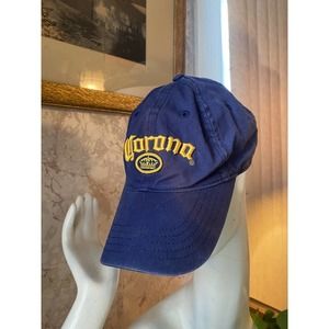 Corona Beer Men's Embroidered Adjustable Hat Cap - Navy Blue / Yellow